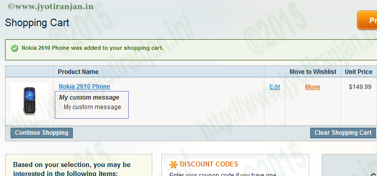 Add custom message in checkout cart page after adding product into cart when you are adding product to cart or in checkout page.